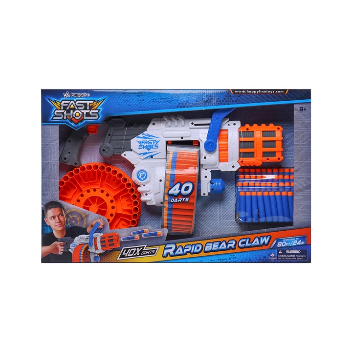 Pistol cu bile, Just Toys, Fast Shots Hulk Raider, +8 ani, 40 de bile, Multicolor