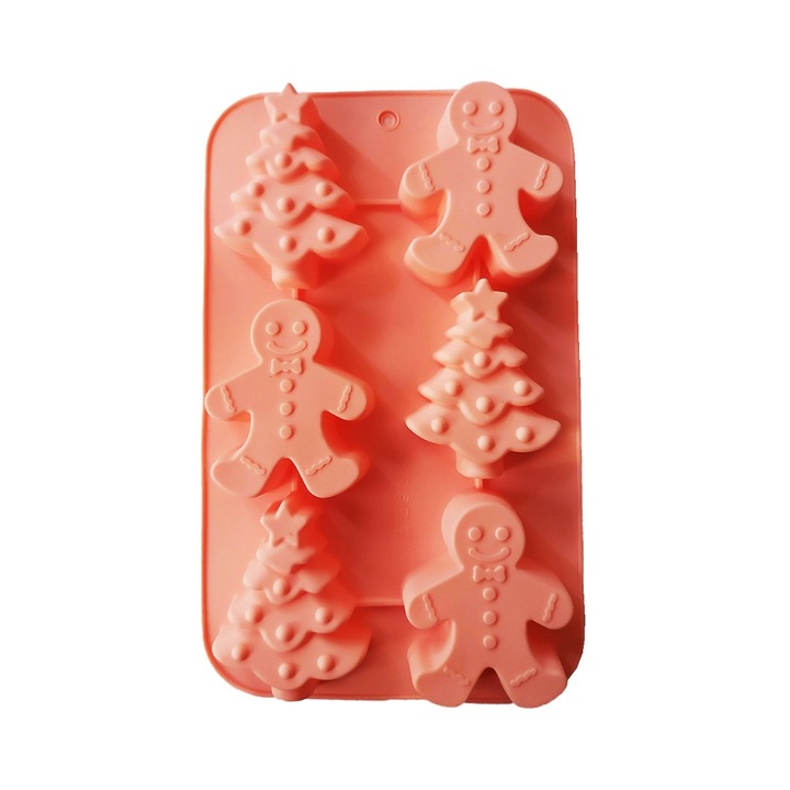 Форма 6 кухини, Силиконова, Меденки, Торти, Мъфини, Розова, 26 см, 268COF