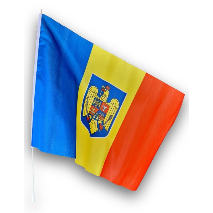 Set 12 Steag auto Romania cu stema si suport de prins pe geamul masinii