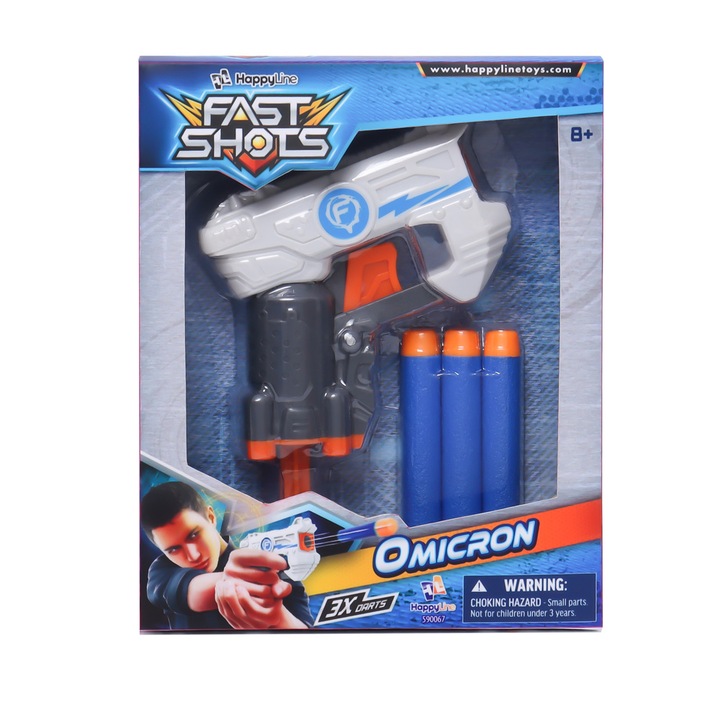 Pistol cu bile, Just toys, Fast Shots Omicron, 3 bile, +8 ani, Multicolor