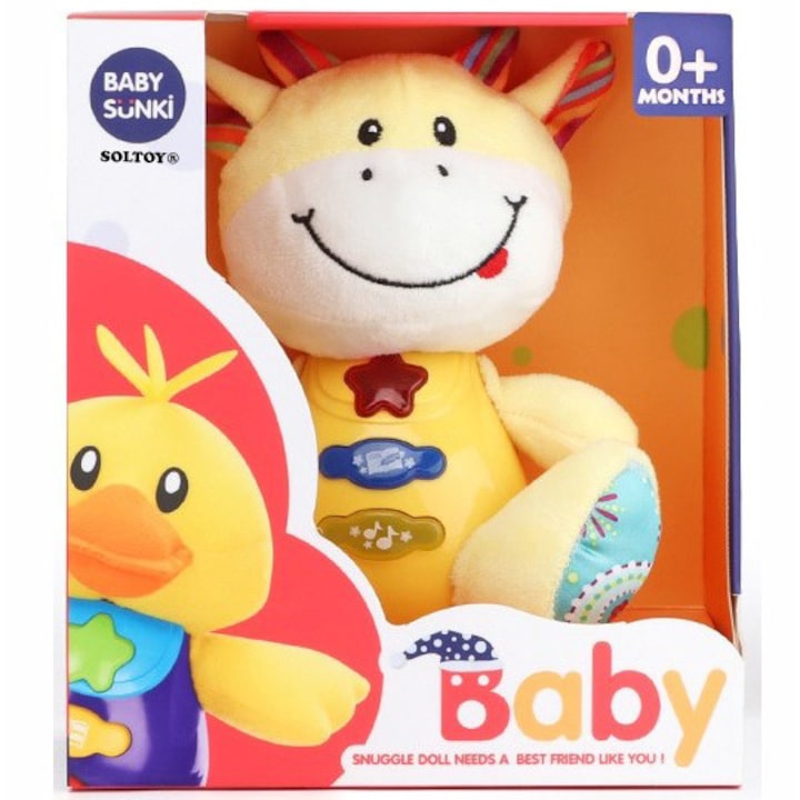 Плюшена играчка SOLTOY® Sunki Dragon със светлини, звуци и завладяващи песни