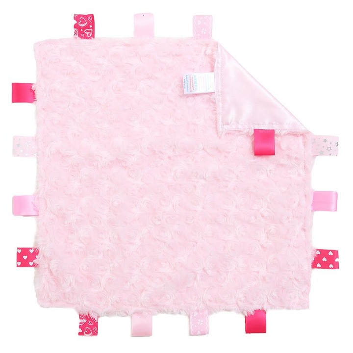Jucarie pentru bebelusi tip mini paturica, Taggies, Soft Touch, roz