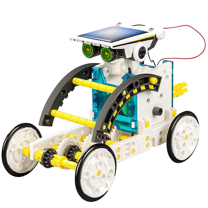 Set de creatie roboti cu energie solara Pitikot®,13 in 1 kit de robotica pentru experimente educationale, pentru copii de la 8 ani, pentru a construi diferite tipuri de roboti, Pitikot®