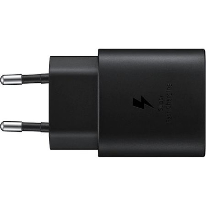 Мрежово зарядно за Samsung Fast Charger 25W, 3 A, USB Type-C, без кабел, Black Blister Retail