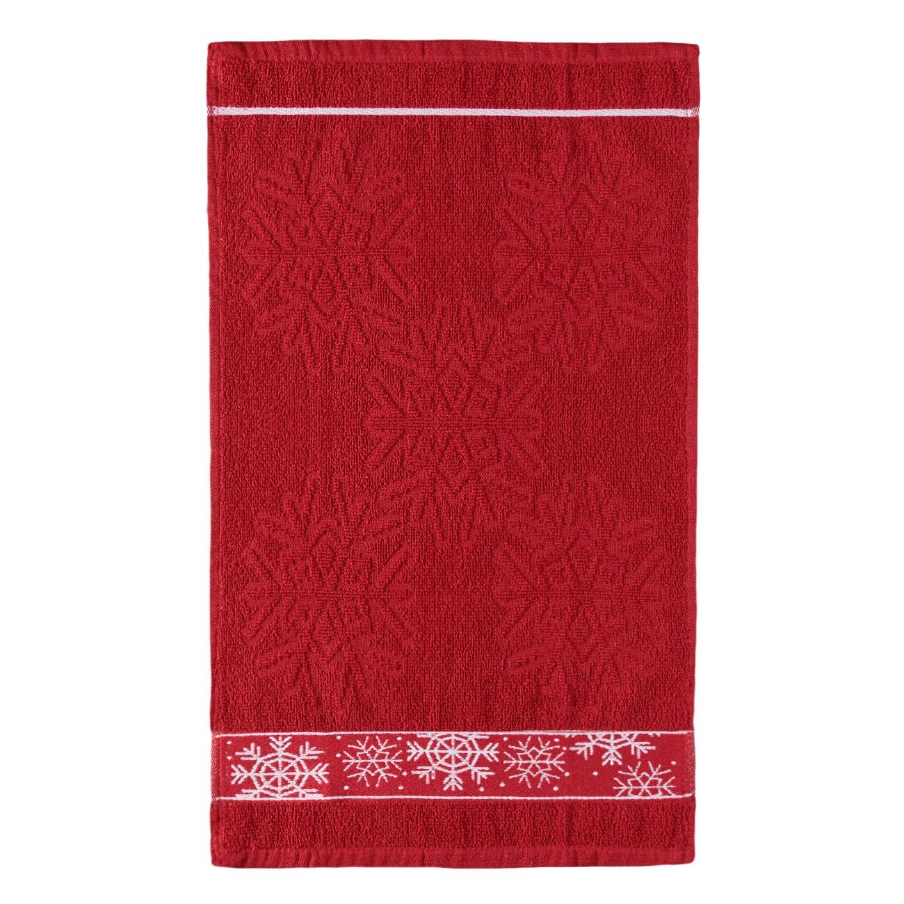 prosop-rosu-de-bucatarie-cu-imprimeu-fulgi-decorativi-de-craciun-60-x