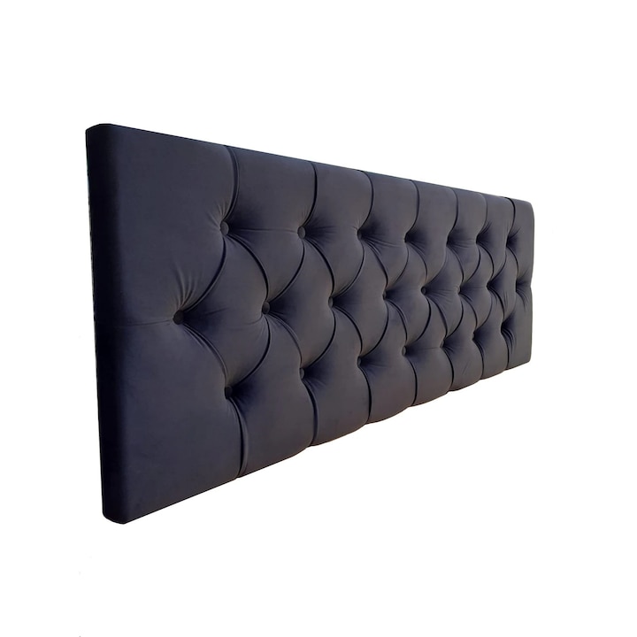 Tablie pat Diamond, catifea neagra, 60 x 160 cm
