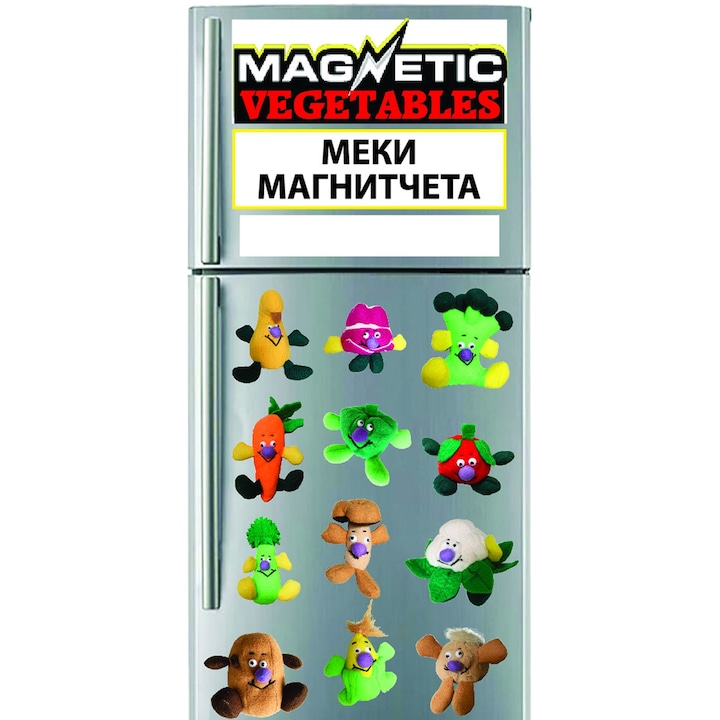 Set magneti de plus, Chippo, Legume, 12 bucati, 9 cm, Multicolor