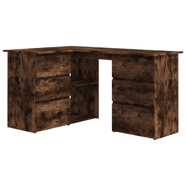 VidaXL füstös tölgy színű szerelt fa sarokíróasztal 145 x 100 x 76 cm 815441