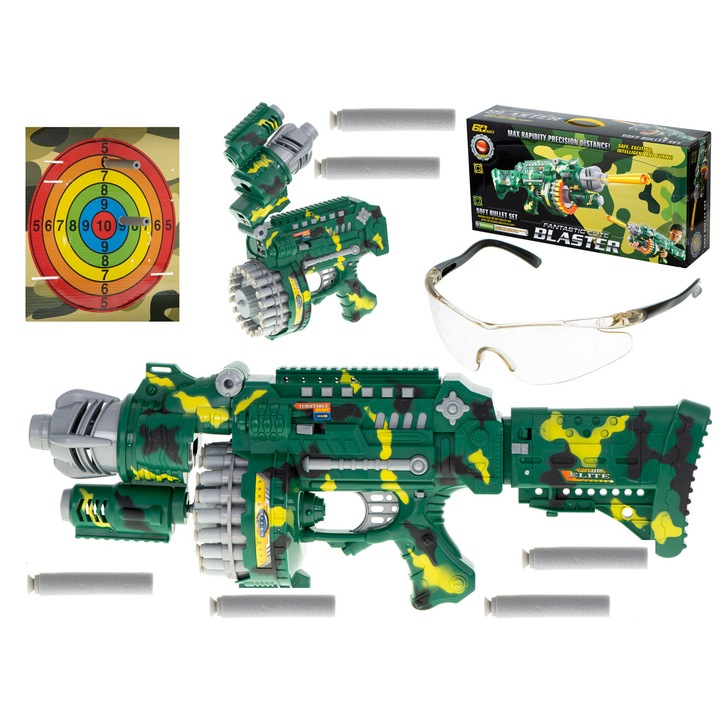 Aga puska habos dartshoz + szemüveg + céltábla + 40 zöld darts