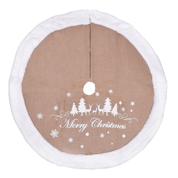 Covor brad cu urare, 90 cm, Alb/bej