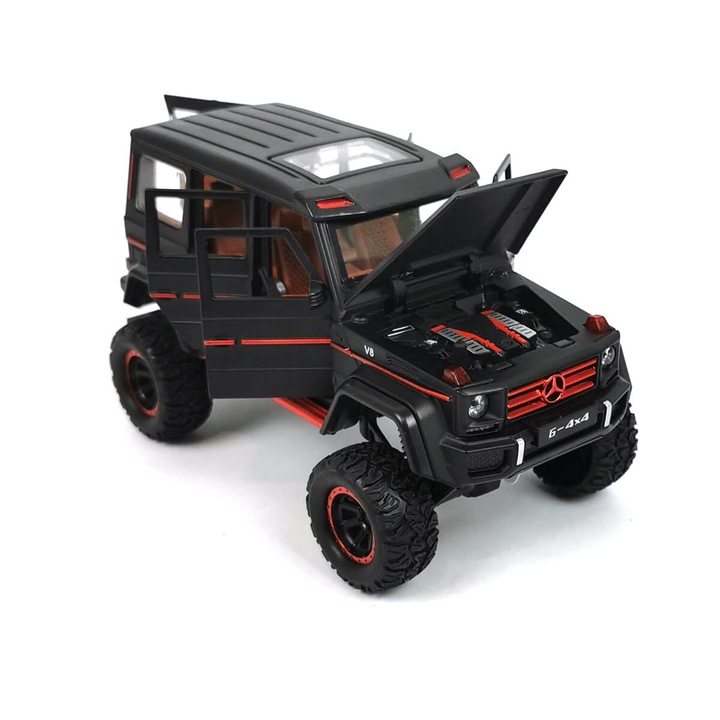 Метален джип, Mercedes G Class, С Пушек, 1:24, Черен, Без опаковка