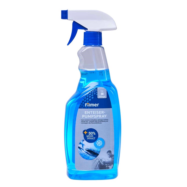 Solutie Dezghetare Parbriz si Geamuri Auto cu Pulverizator 650ml, Curata Gheata Pana la -30grC