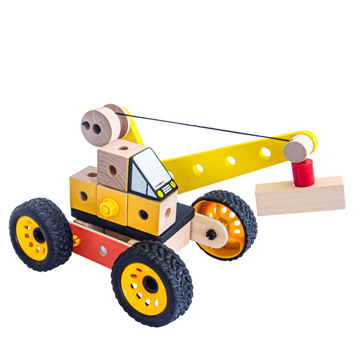 Macara, AcoolToy, Lemn, Cu elemente magnetice si in miscare, Multicolor