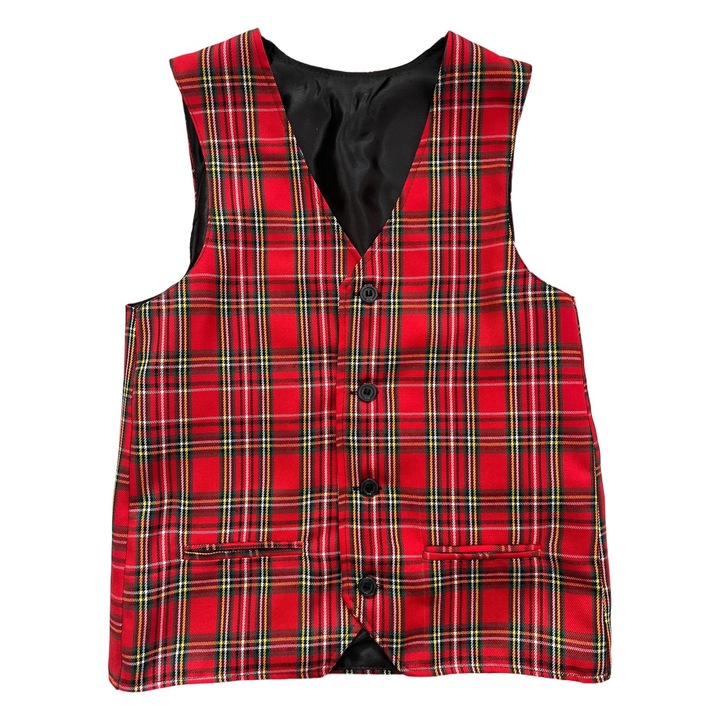 Кариран елек за деца, Червен/Каре