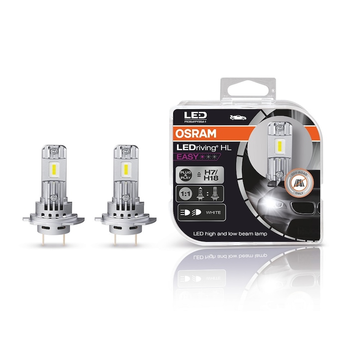 Комплект LED крушки за автомобил Osram LEDriving HL EASY, H7 / H18, 64210DWESY-HCB, 16W, 12V, PX26D, с вентилатор, 2бр