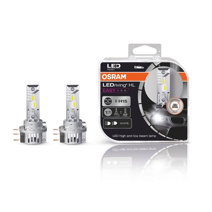Комплект LED крушки за автомобил Osram LEDriving HL EASY, H15, 64176DWESY-HCB, 16W, 12V, PGJ23T-1, с вентилатор, 2бр