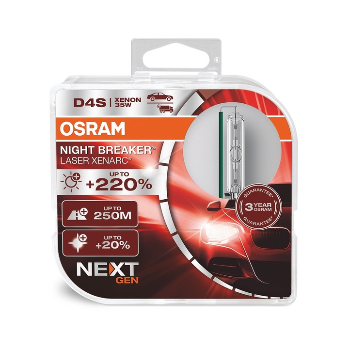Комплект ксенонови крушки за предни фарове Osram Night Breaker Laser Gen 2, D4S, +220%, 66440XNN-HCB, 35W, P32D-5