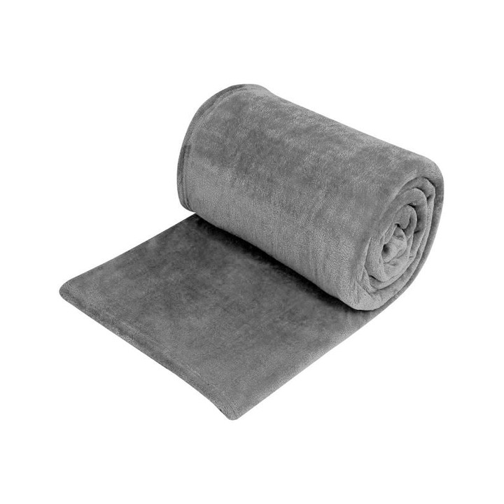 Одеяло Home, Кадифено, Единично, Полиестер, 150х220 см, Сив