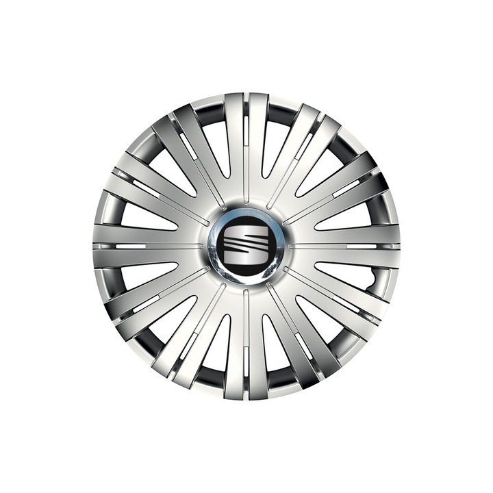 Set 4 capace roti Cu Inel Cromat Active R16 pentru gama auto Seat