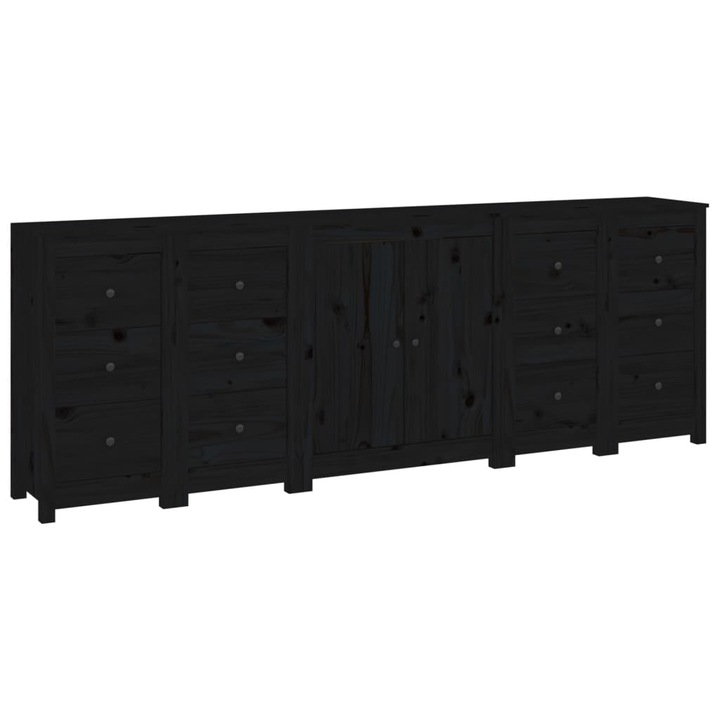 Servanta vidaXL, 230x35x80 cm, lemn masiv de pin, negru