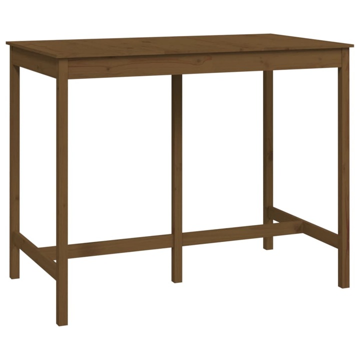 Masa de bar vidaXL, maro miere, 140x80x110 cm, lemn masiv de pin, 17.8 kg