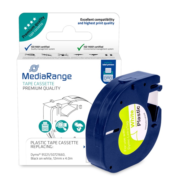 Касета с етикетна лента MediaRange, съвместима с Dymo 91221/S0721660