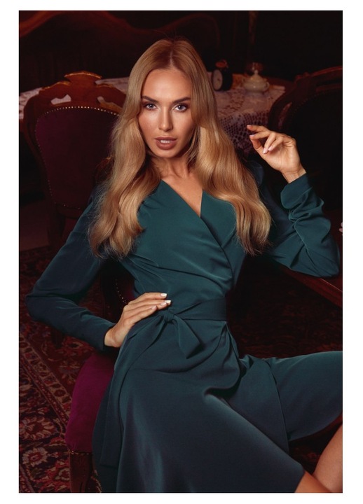 Rochie eleganta roz din poliester Moe, Verde