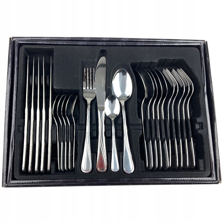 Комплект прибори за хранене Nina, Karl Hausmann, За 6 души, Неръждаема стомана, 24 части, Сребърен