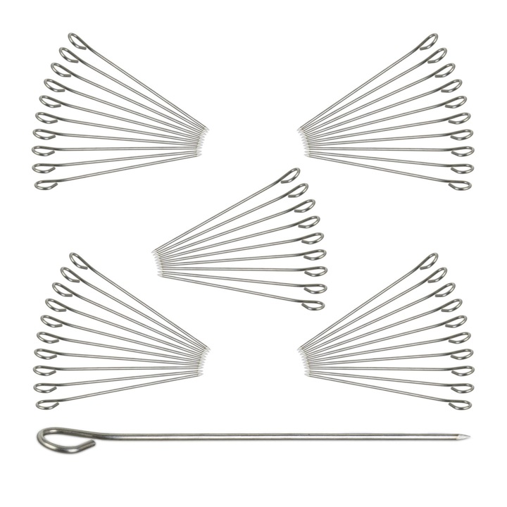 Комплект 50 коктейлни клечки Relaxdays, сребърни, неръждаема стомана, 9,5 см