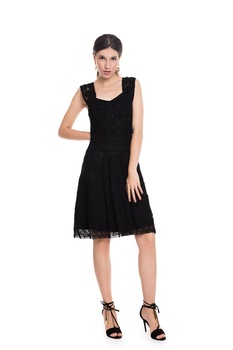 Rochie din dantela perforata, Roberto Cavalli, neagra, S Rochie din dantela perforata, Roberto Cavalli, neagra, S
