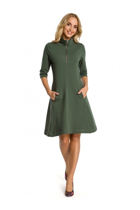 Rochie dama, MOE, Bumbac/Elastan, Verde kaki3