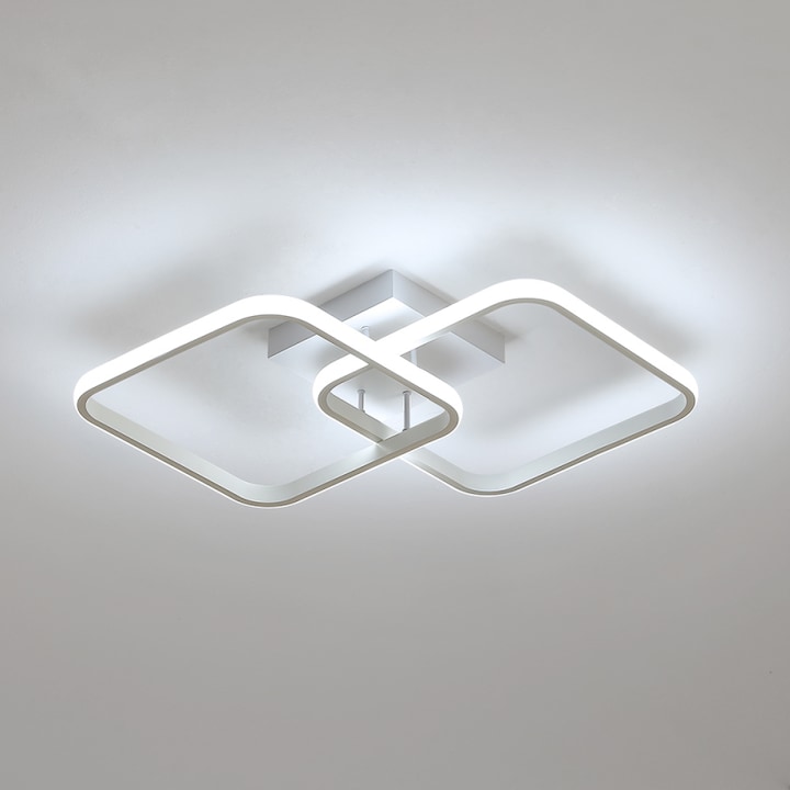 Plafoniera LED Goeco, Alb Rece, Aluminiu, 6000K, forma patrata