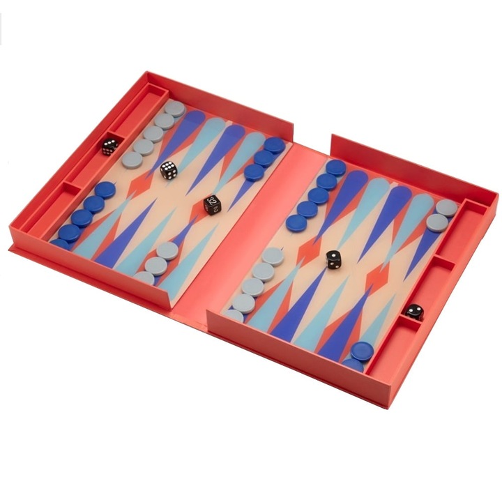 Настолна игра Printworks, Art of Backgammon, дъска 30,5 x 22 см, минималистичен дизайн, елегантна презентационна кутия, 30 части, включени зарове, идеален подарък, розово