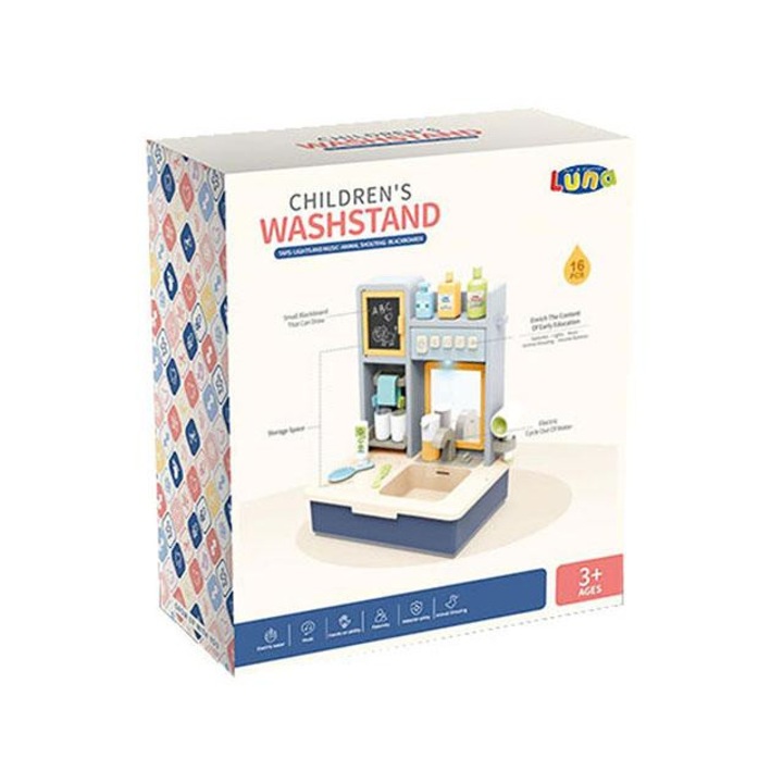 Luna 8536212 Fürdőszoba mosdó kék színben fénnyel és hanggal 16 db-os szett