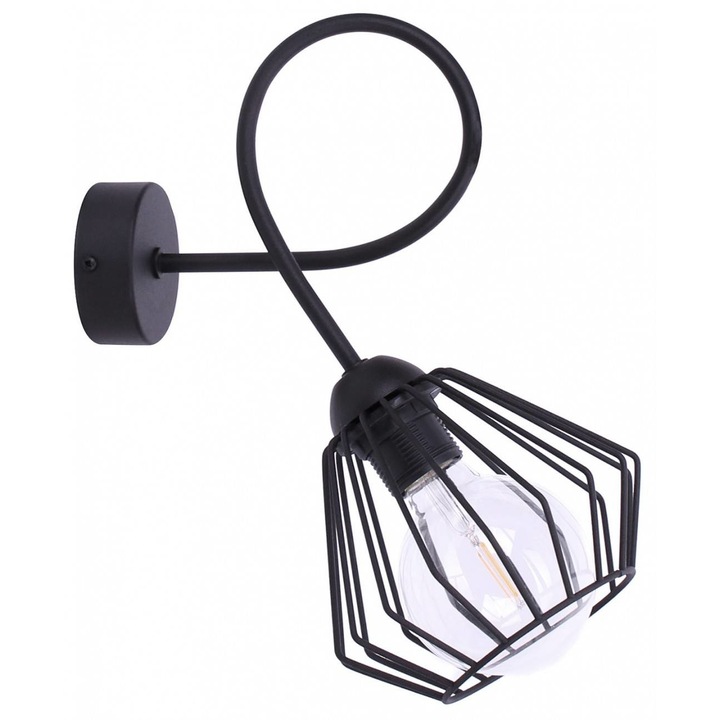 Kinkiet модерен аплик с метален абажур, индустриален, E27 max 60W, черен