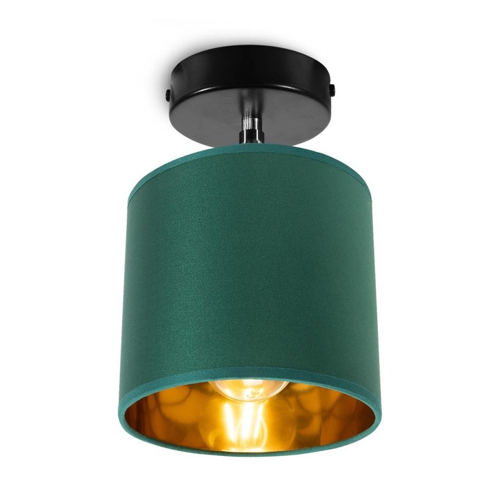 Модерен кинкиет аплик със зелен декоративен абажур, E27 max 60W, черен