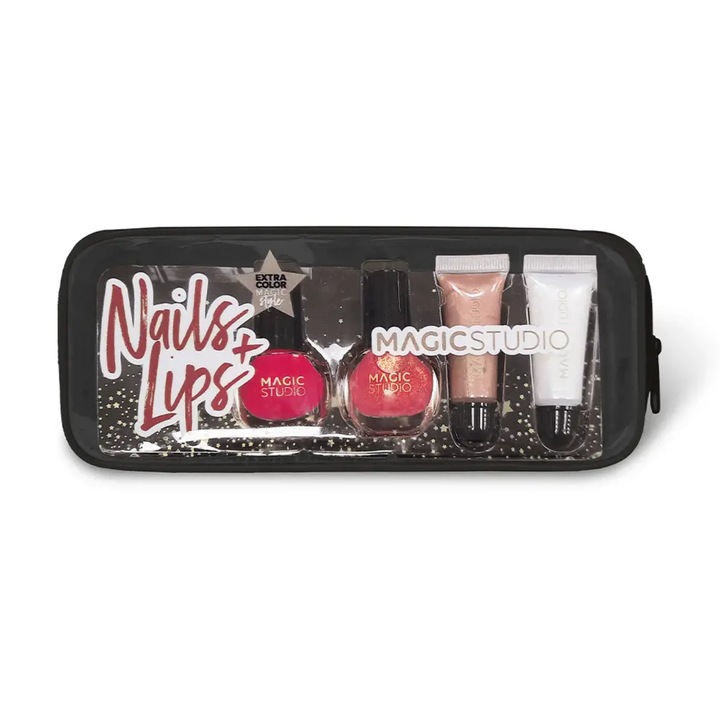 Trusa 2 lacuri de unghii si 2 balsam de buze Colorful Nail & Lips Magic Studio 11974