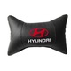 Комплект възглавнички за автомобил PBauto, С лого на Хюндай Hyundai, Бродирани, Кожени, 2 Броя