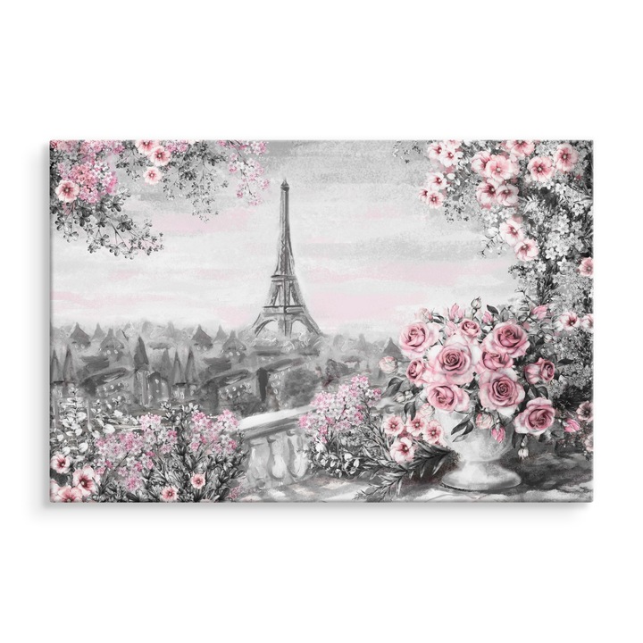 Tablou Vedere spre Sena si Turnul Eiffel 90X60cm Imprimat pe Canvas