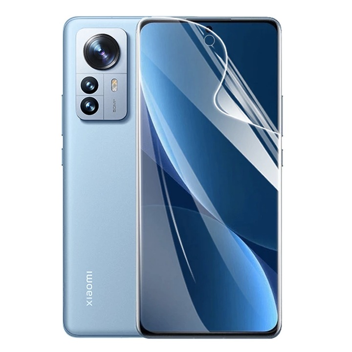 Folie de Protectie pentru Xiaomi 12T Pro, Silicon Hydrogel Regenerabil, Flexible Hydro-Crystal, Optim Solution, Full Glue, Instalare usoara, Transparent