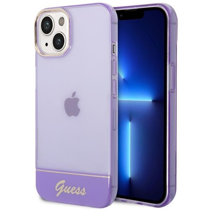 Guess GUHCP14SHGCOU tok kompatibilis iPhone 14-el, áttetsző, lila / átlátszó