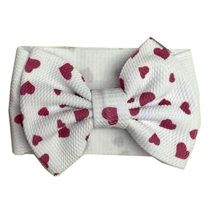 Лента за глава с панделка за деца, момичета, бебета, над 6 месеца, WAPB037, тъмно червено, малко сърце