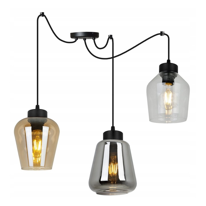 Lampa moderna, Light Home, Spider Rijeka, abajur din sticla, 230V, E27, max. 60W, negru