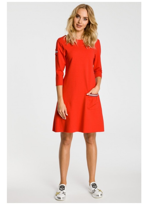 Rochie dama, MOE \ Bumbac/Elastan, Portocaliu, Rosu