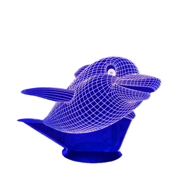 Lampa de veghe, Gaopin, 3D, Model Delfin, Transparent