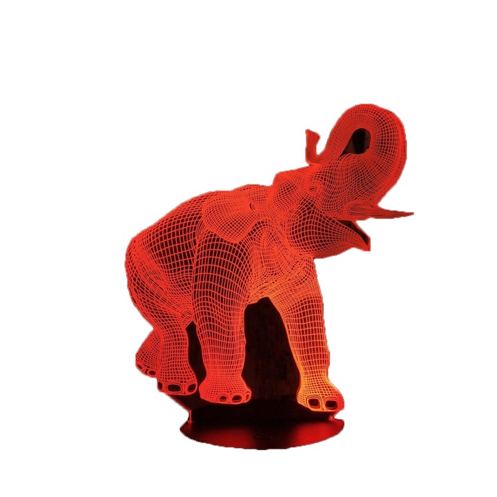 Lampa de veghe, Gaopin, 3D, Model Elefant, Transparent