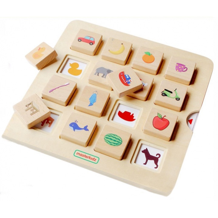 Masterkidz Образователен пъзел за съвпадение на двойки, дървен, многоцветен