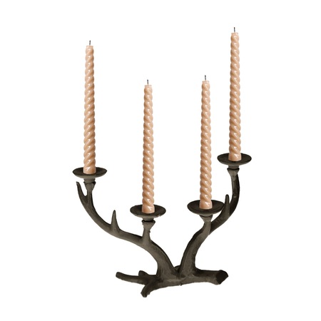 Sfesnic vintage cu 4 brate, culoare maro inchis, dimensiuni 13 x 22 x 10,5 cm, Relaxdays