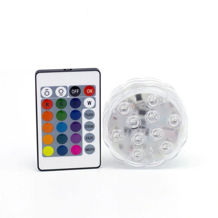 Lumina ambientala LED RGB, subacvatica, cu telecomanda, 7 cm, pentru piscine