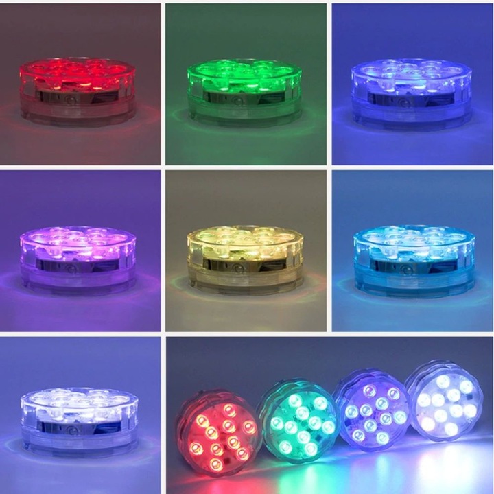 Lumina ambientala LED RGB, subacvatica, cu telecomanda, 7 cm, pentru piscine